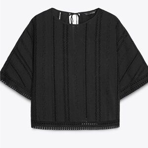 Elegant embroidered eyelet Zara Black Women's Top Small